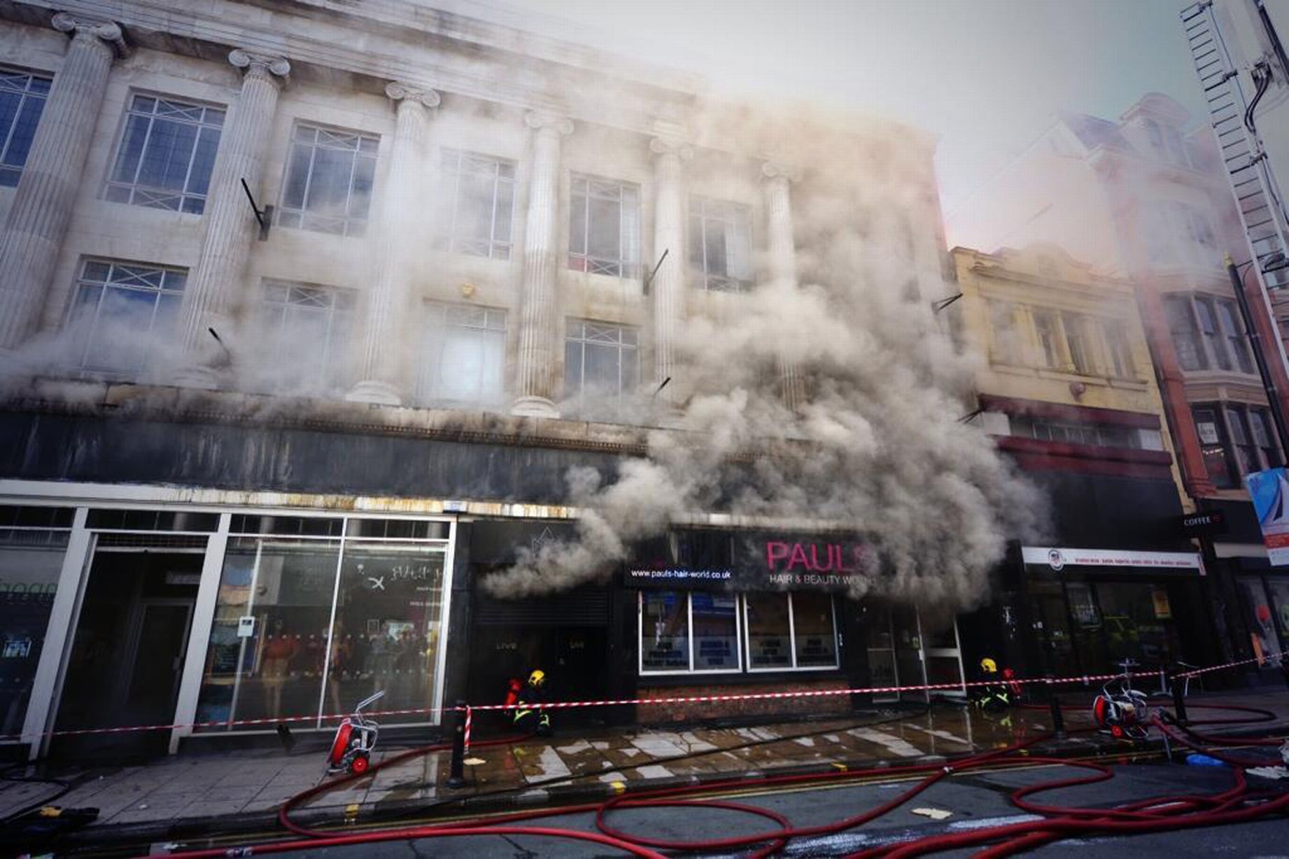 Manchester Fire Crews Tackle A Fire In The City Centre