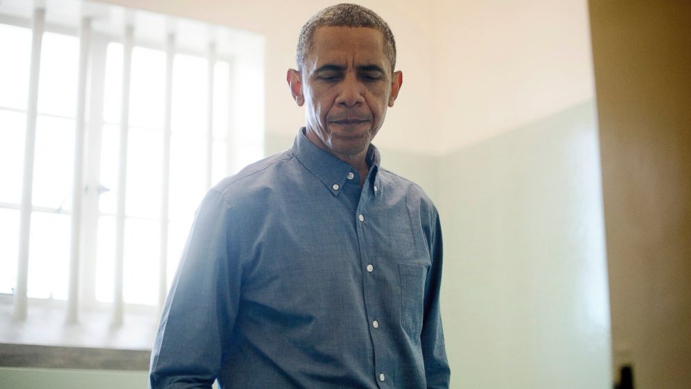 President Barack Obama Visits Mandela Cell On Robben Island