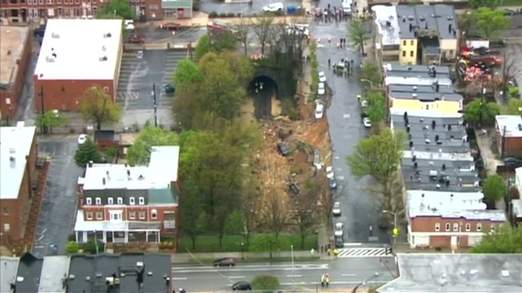 Baltimore Landslide aerial view