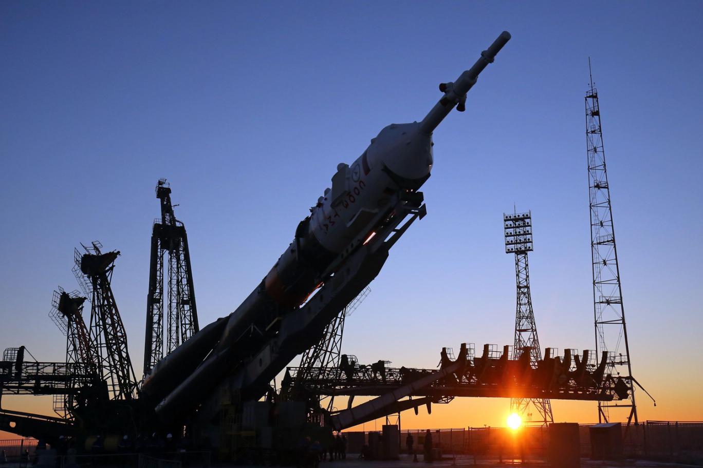 Soyuz Rocket Rolls To Launch Pad