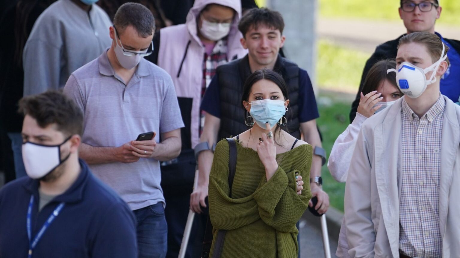 Students queuing at the University of Kent campus in Canterbury. Pic: PA