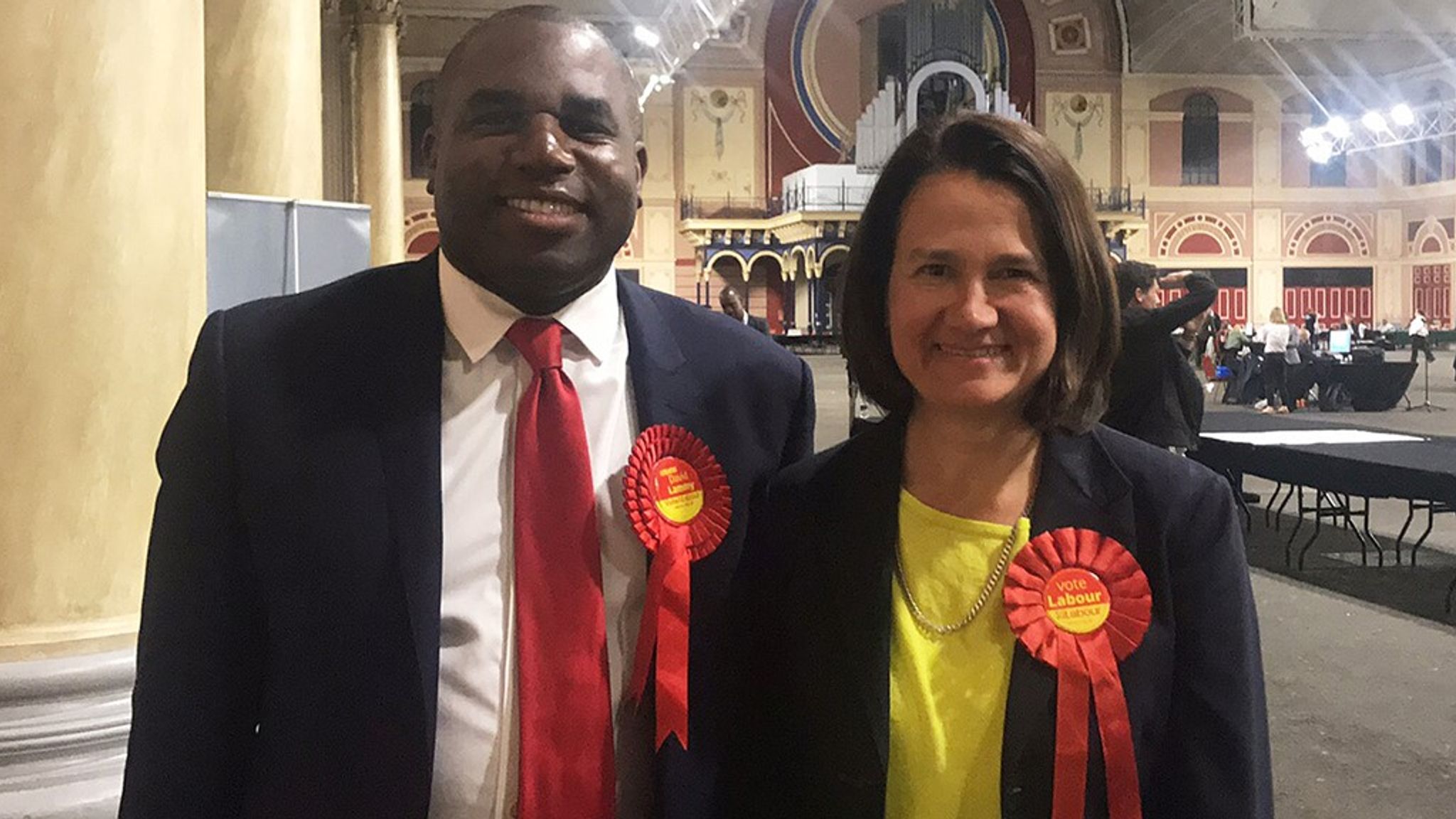 David Lammy and Ms West together during the 2017 general election. Pic: PA