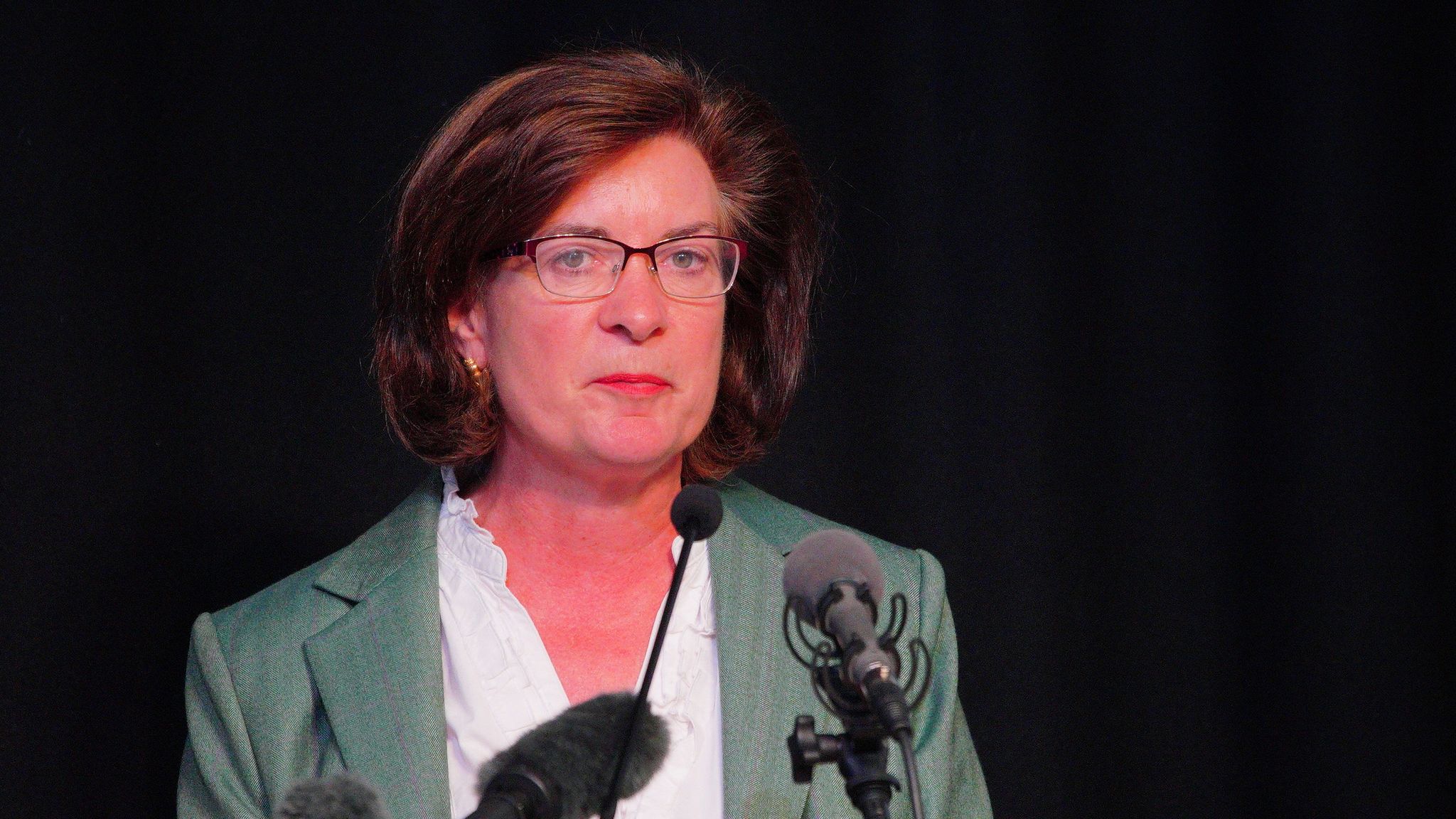 Eluned Morgan announces her resignation as leader of Welsh Labour. Pic: PA