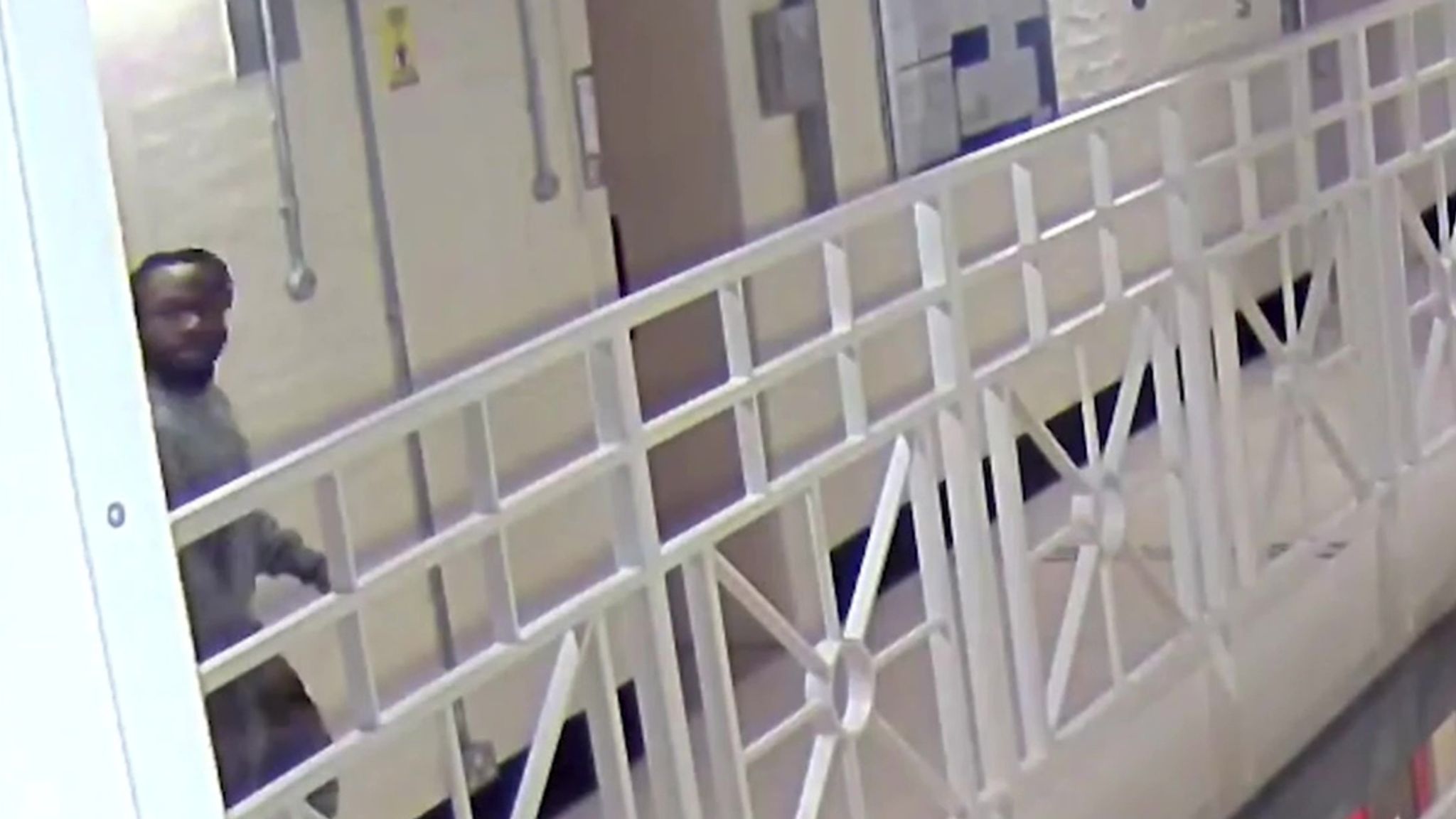 CCTV appears to show Gedel walking away from Watkins' cell after he was attacked. Pic: West Yorkshire Police/PA