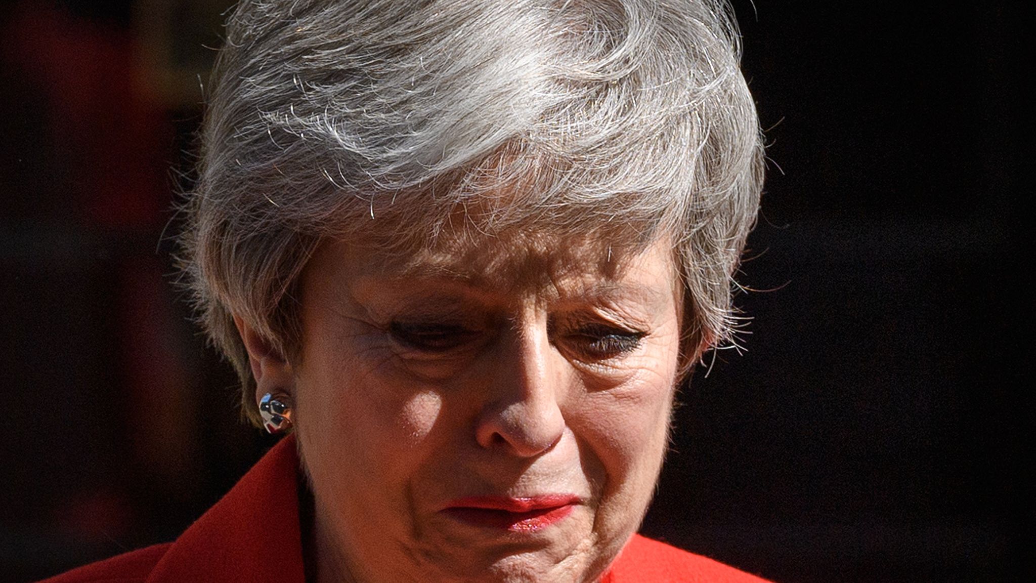 Theresa May announcing her resignation outside No 10