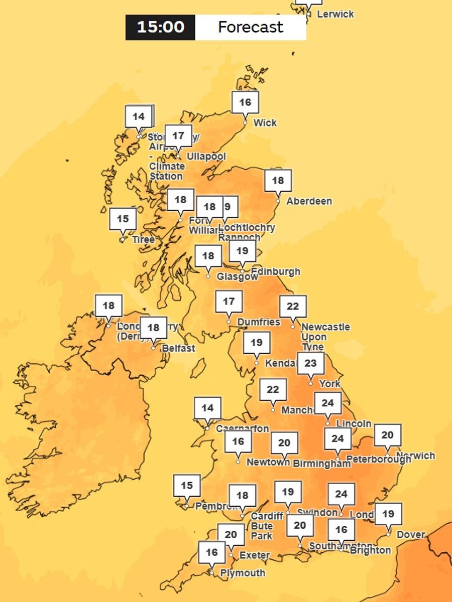 Friday's forecast. Pic: Met Office
