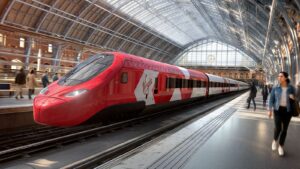Computer generated image of a Virgin train at St Pancras International station Pic PA