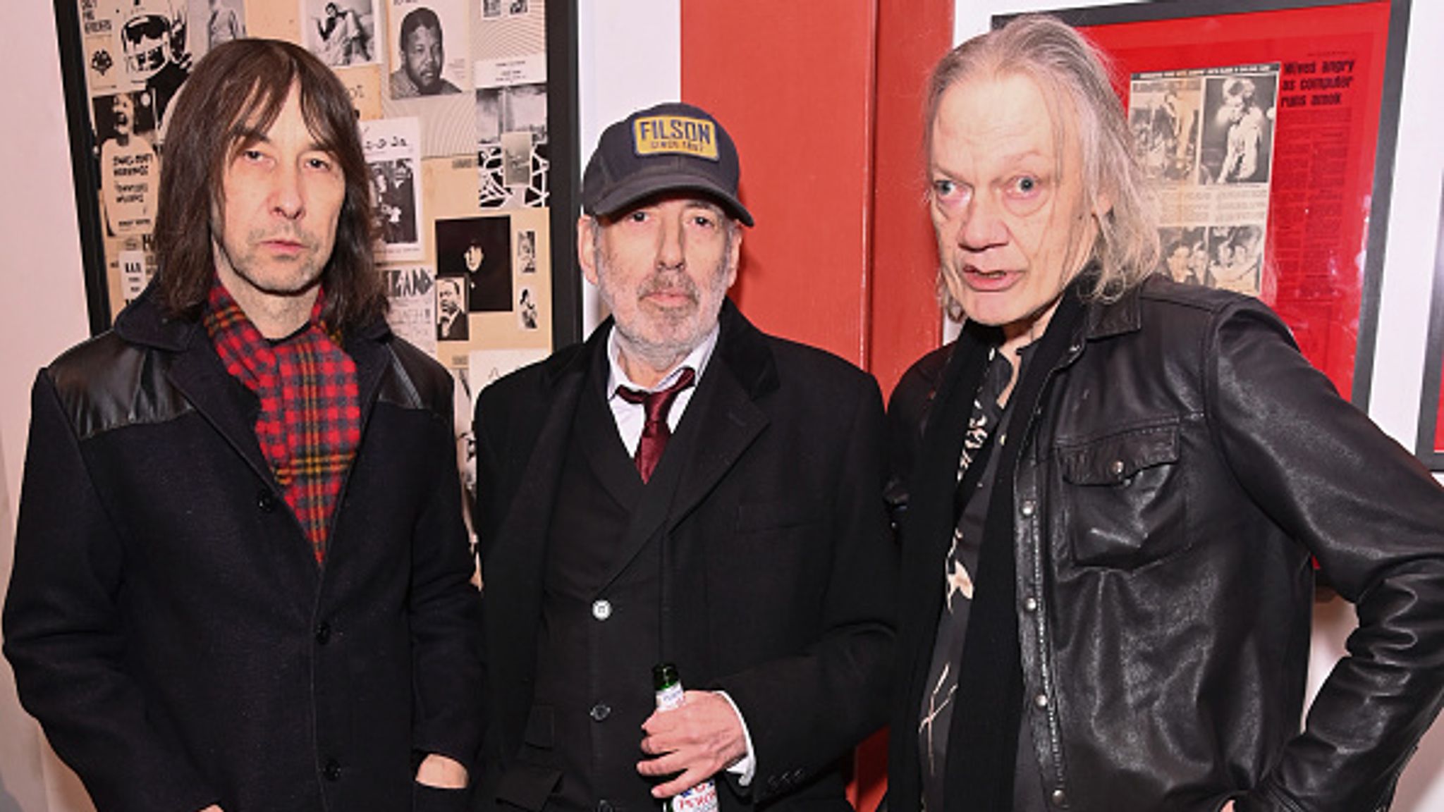 L-R: Bobby Gillespie, Mick Jones and William Orbit at Jones' Rock & Roll Public Library exhibition in 2025. Pic: Alan Chapman/ Dave Benett/ Getty