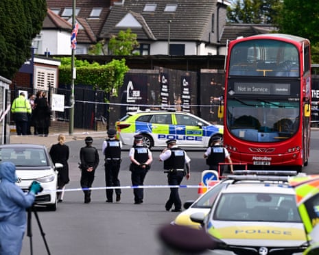 Police cordon on the street in Golders Green following stabbing incident