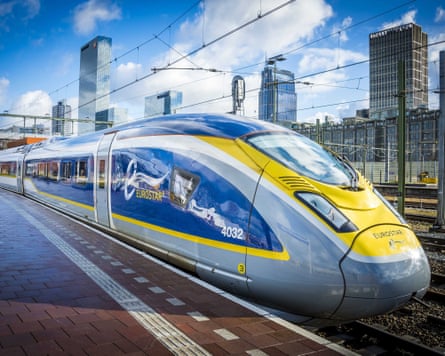 Eurostar train arrives at Rotterdam Central Station