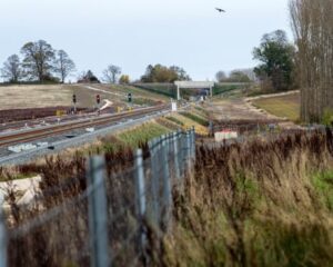 An empty railway line.