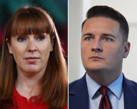 Composite of Angela Rayner and Wes Streeting portrait pics