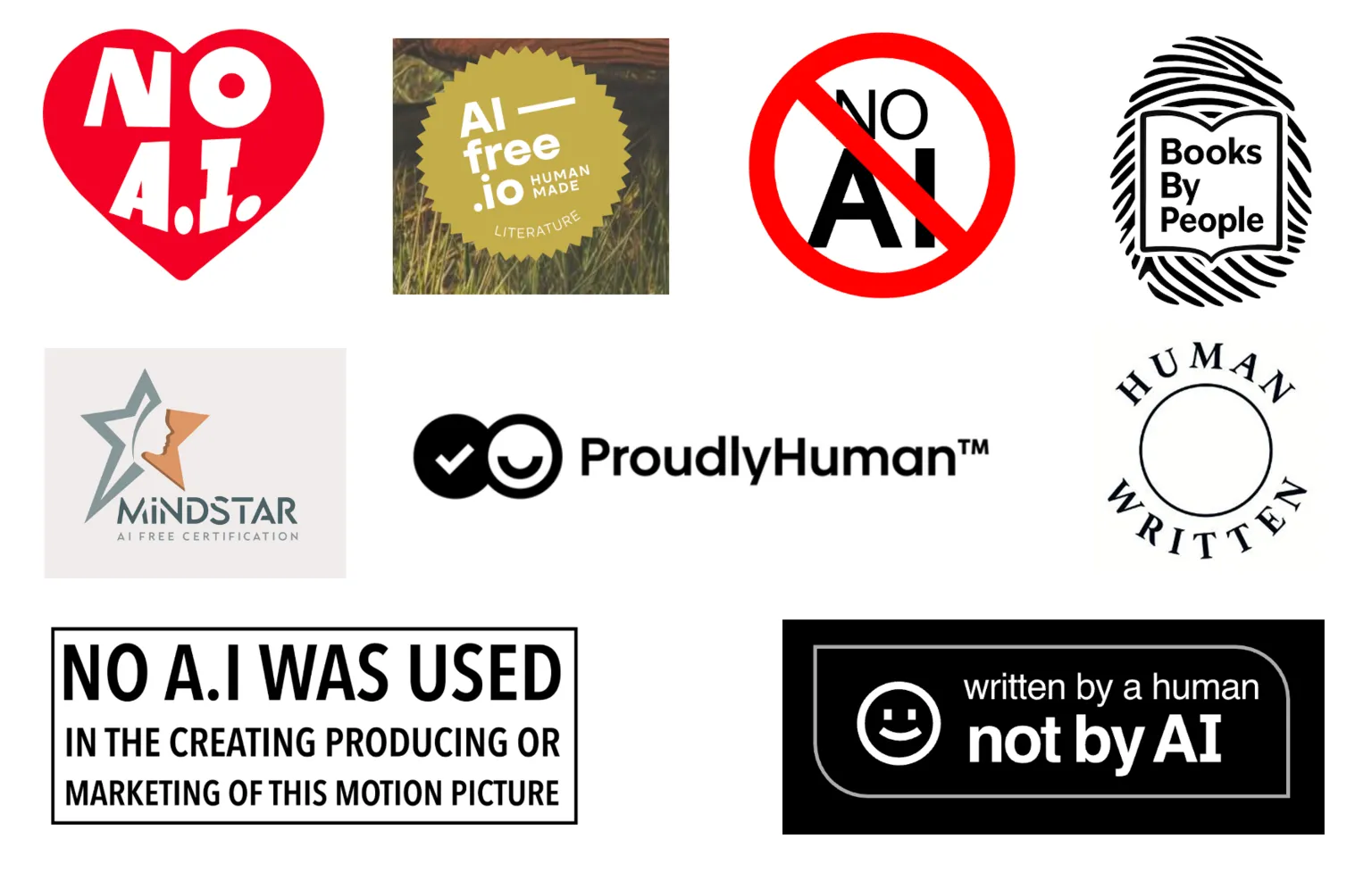 A collage image of lots of different labels and stamps being put on products