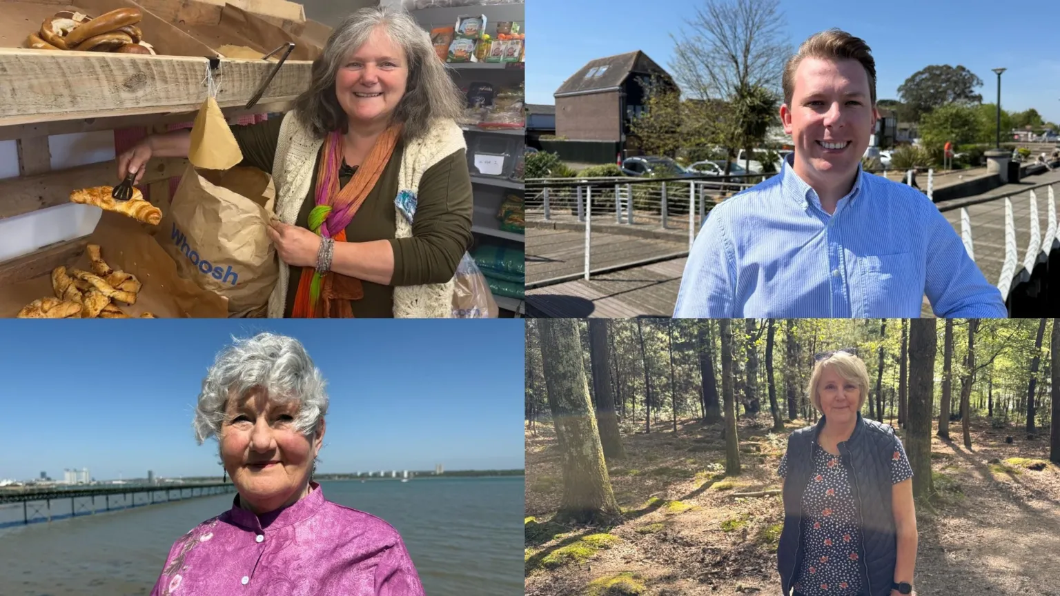 Four photos of local people, local business owners and charity workers that all live and work in the New Forest.