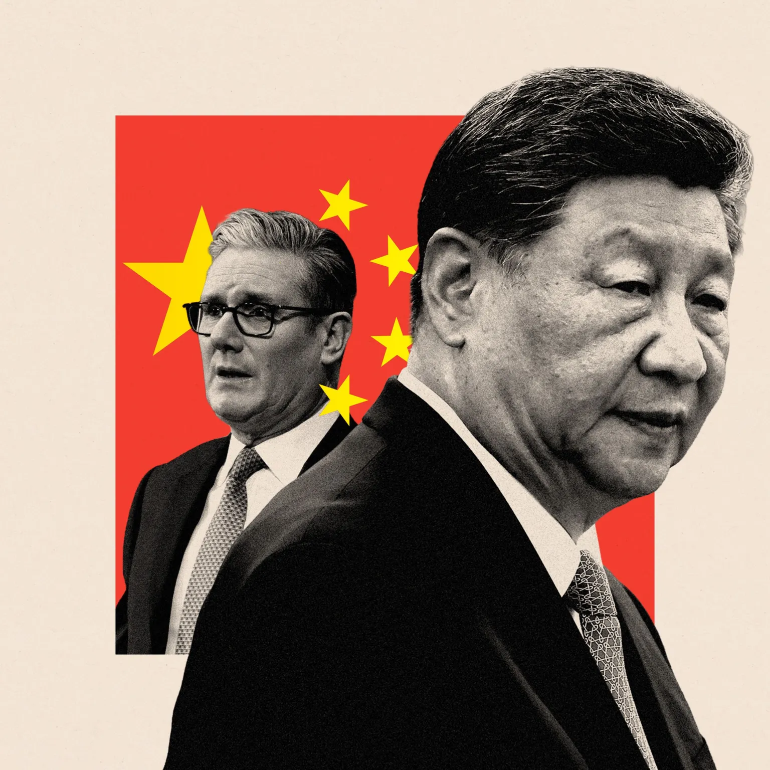 BBC A treated image of close up shots of Keir Starmer and Xi Jinping