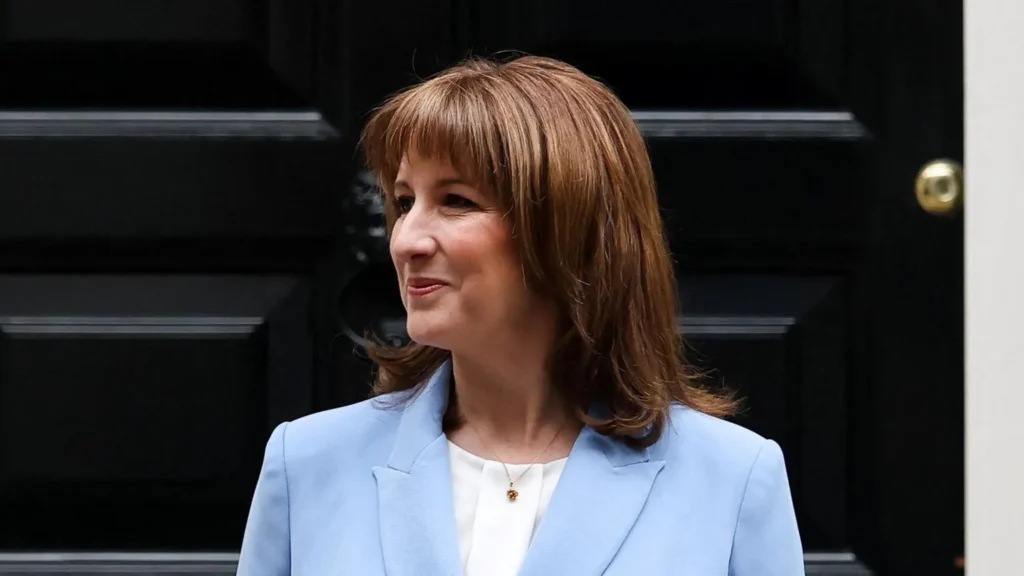 Reuters Rachel Reeves pictured outside No 11 Downing Street, wearing a light blue suit