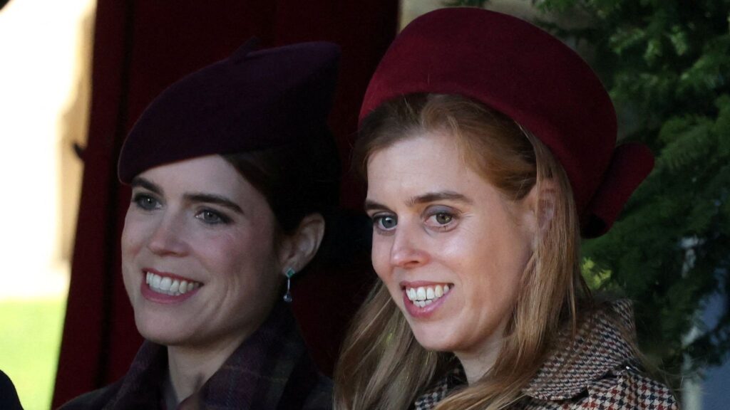 Beatrice and Eugenie at the royals' Christmas service at Sandringham last year. Pic: Reuters