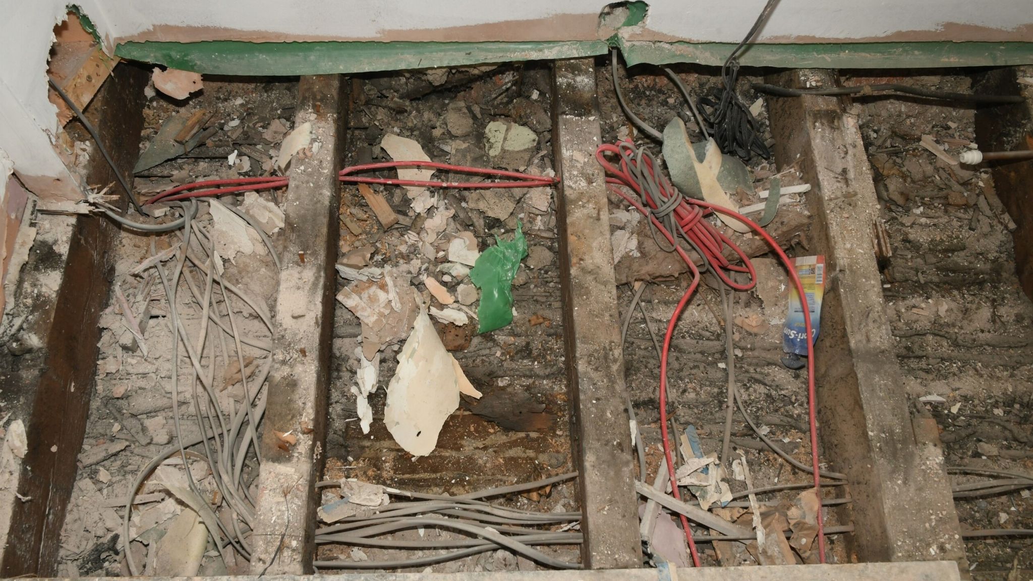 Remains were found under floorboards in an upstairs room at an address in Fore Bondgate, Bishop Auckland in 2024. Pic: Durham Constabulary