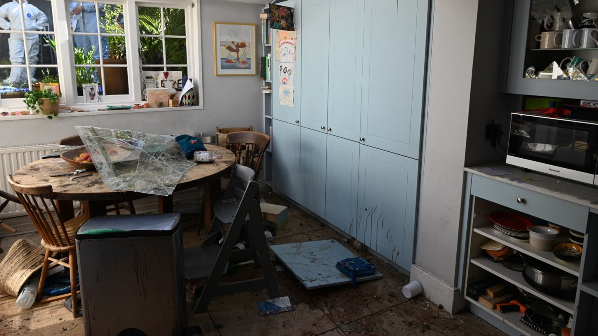 The roof of the kitchen extension is blown off. Pic: CPS/PA