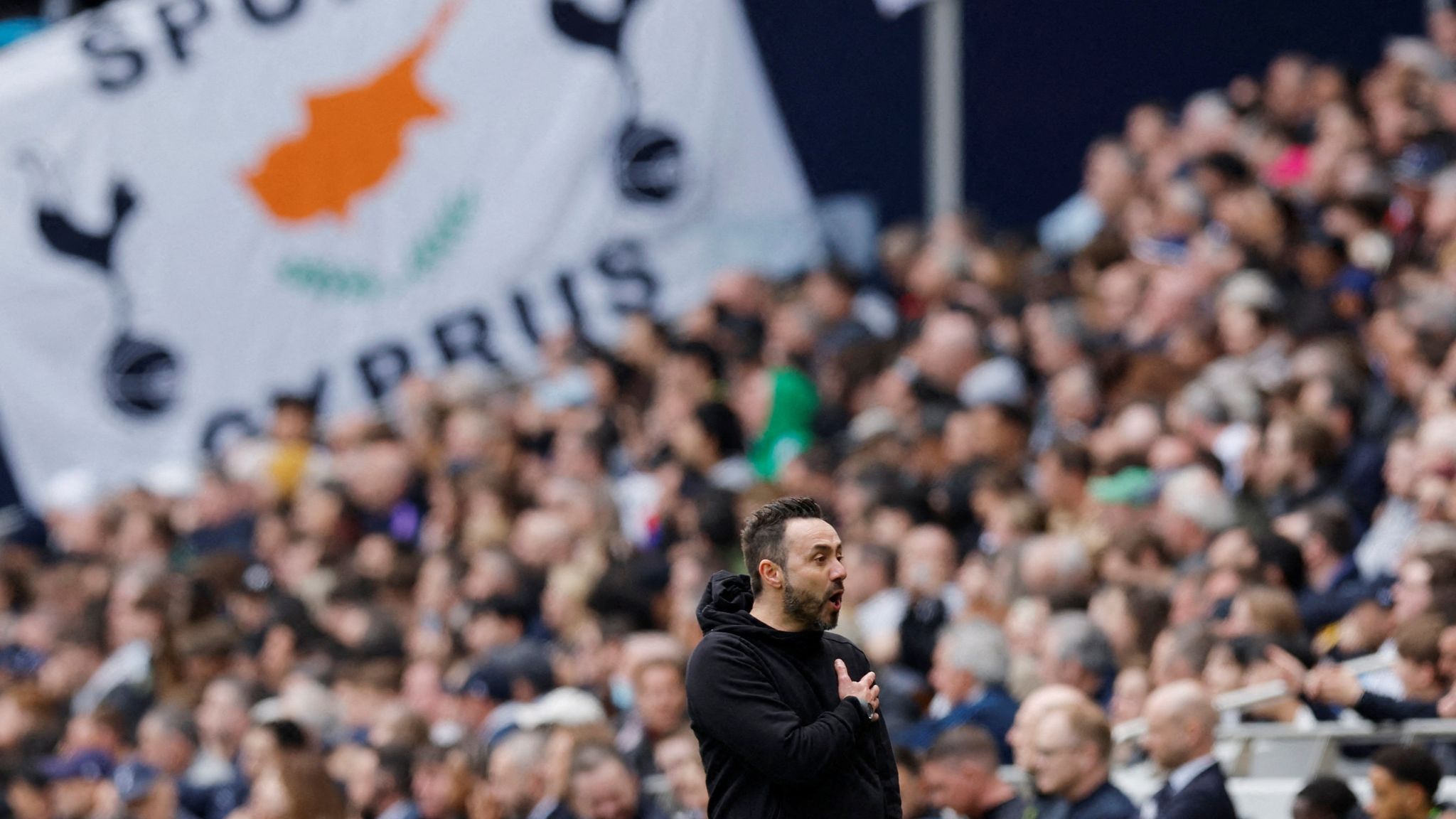 De Zerbi's appointment as Tottenham head coach has not gone down well with some supporters' groups. Pic: Reuters