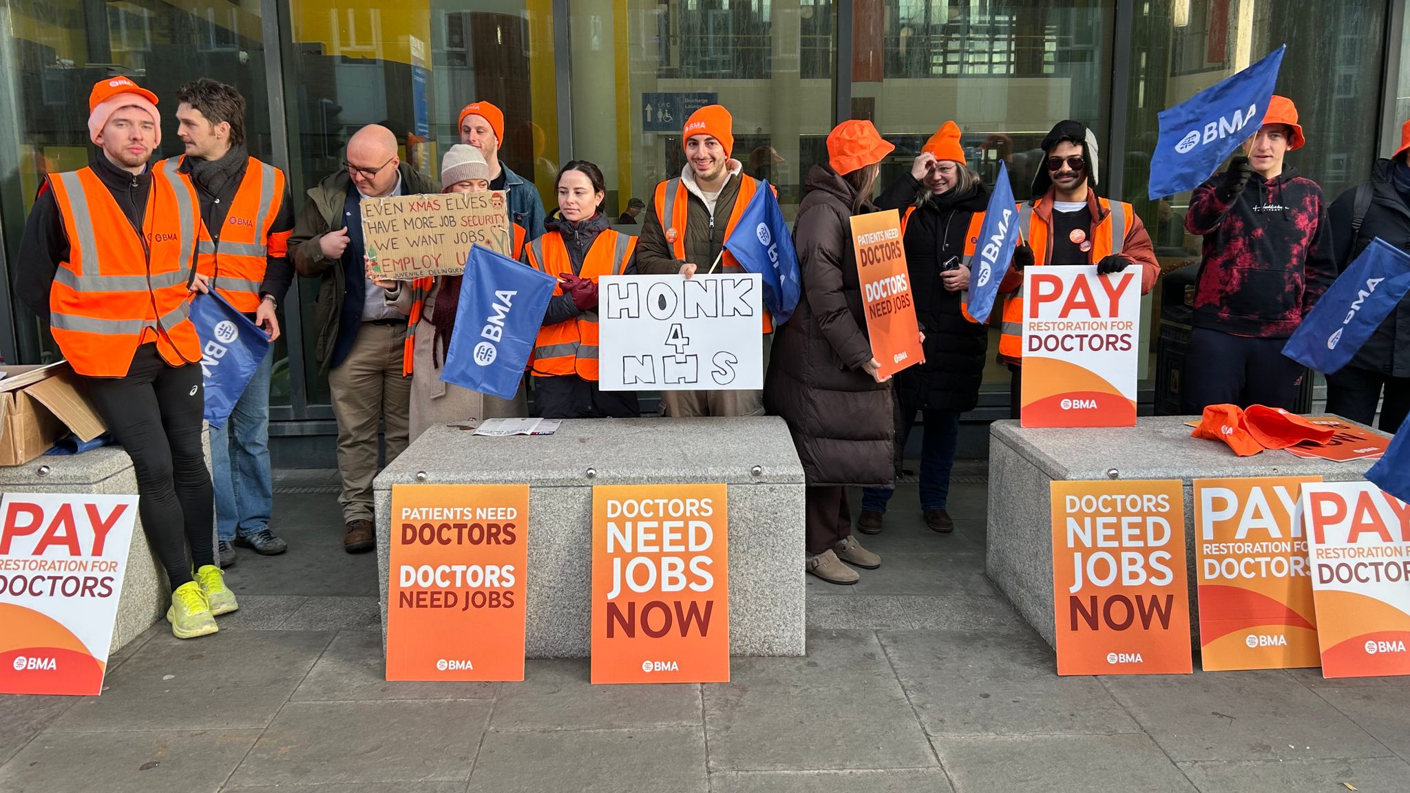 Resident doctors on the picket line during a previous strike. Pic: PA