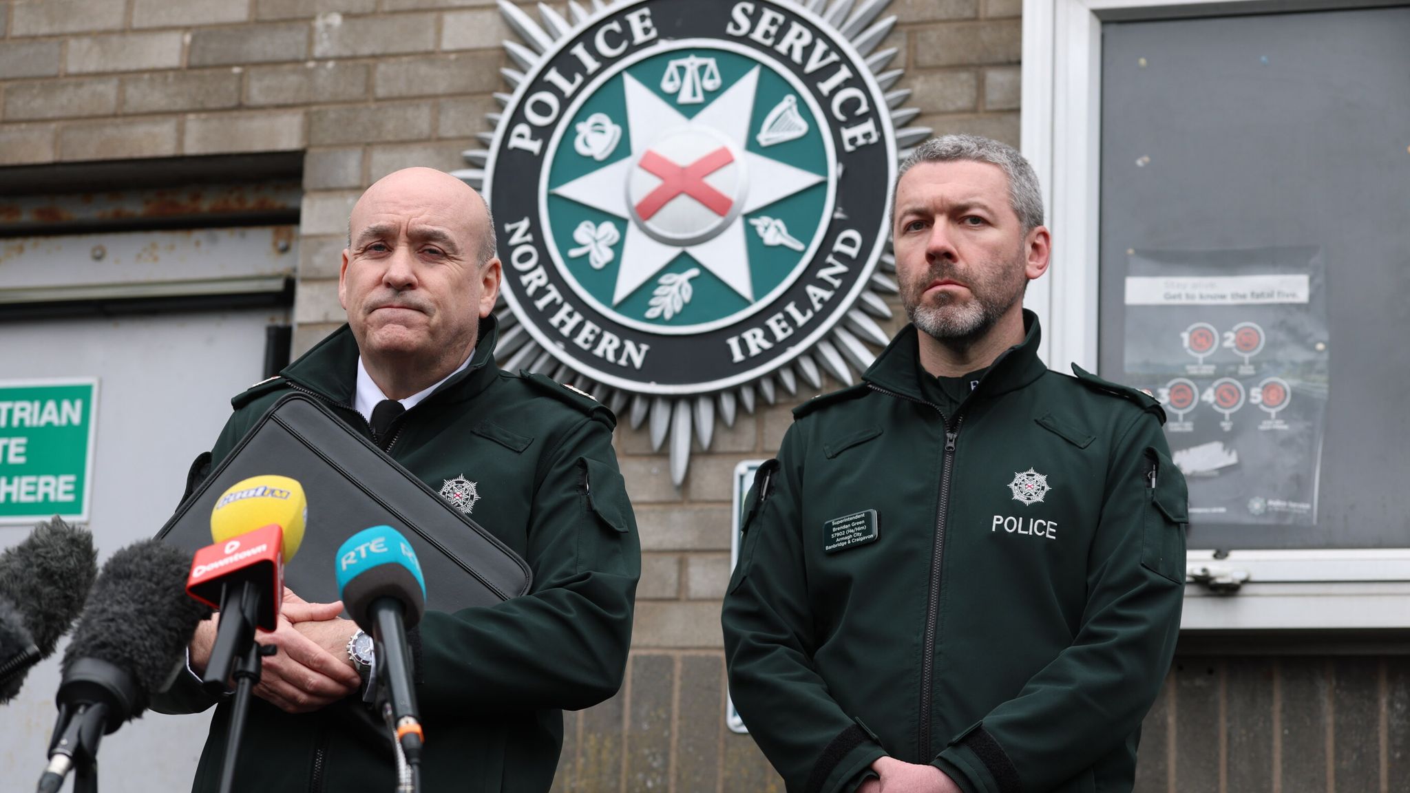 ACC Ryan Henderson and District Commander Superintendent Brendan Green on Tuesday morning. Pic: PA