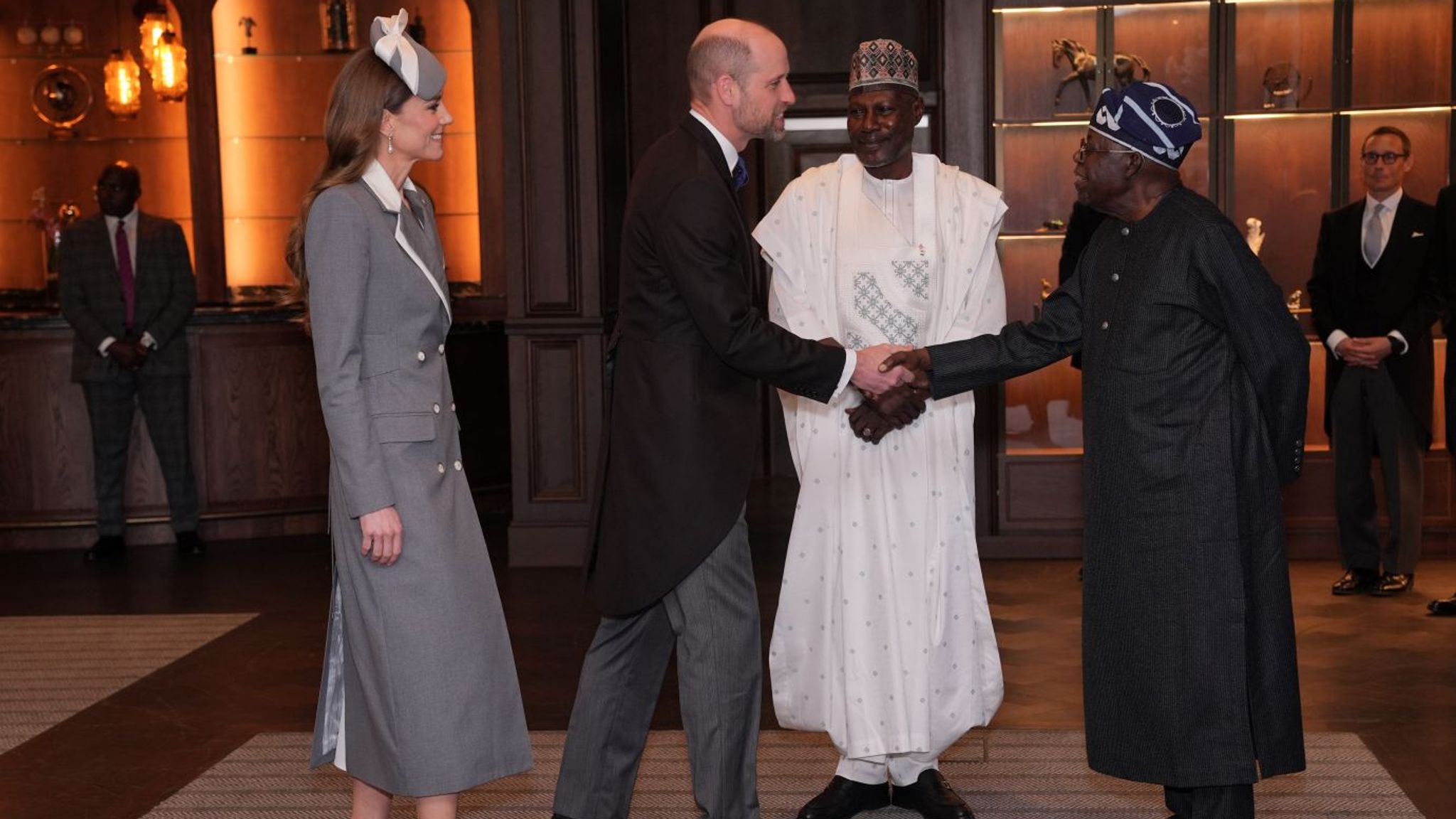 William and Kate helped welcome the Nigerian leader to the UK. Pic: PA