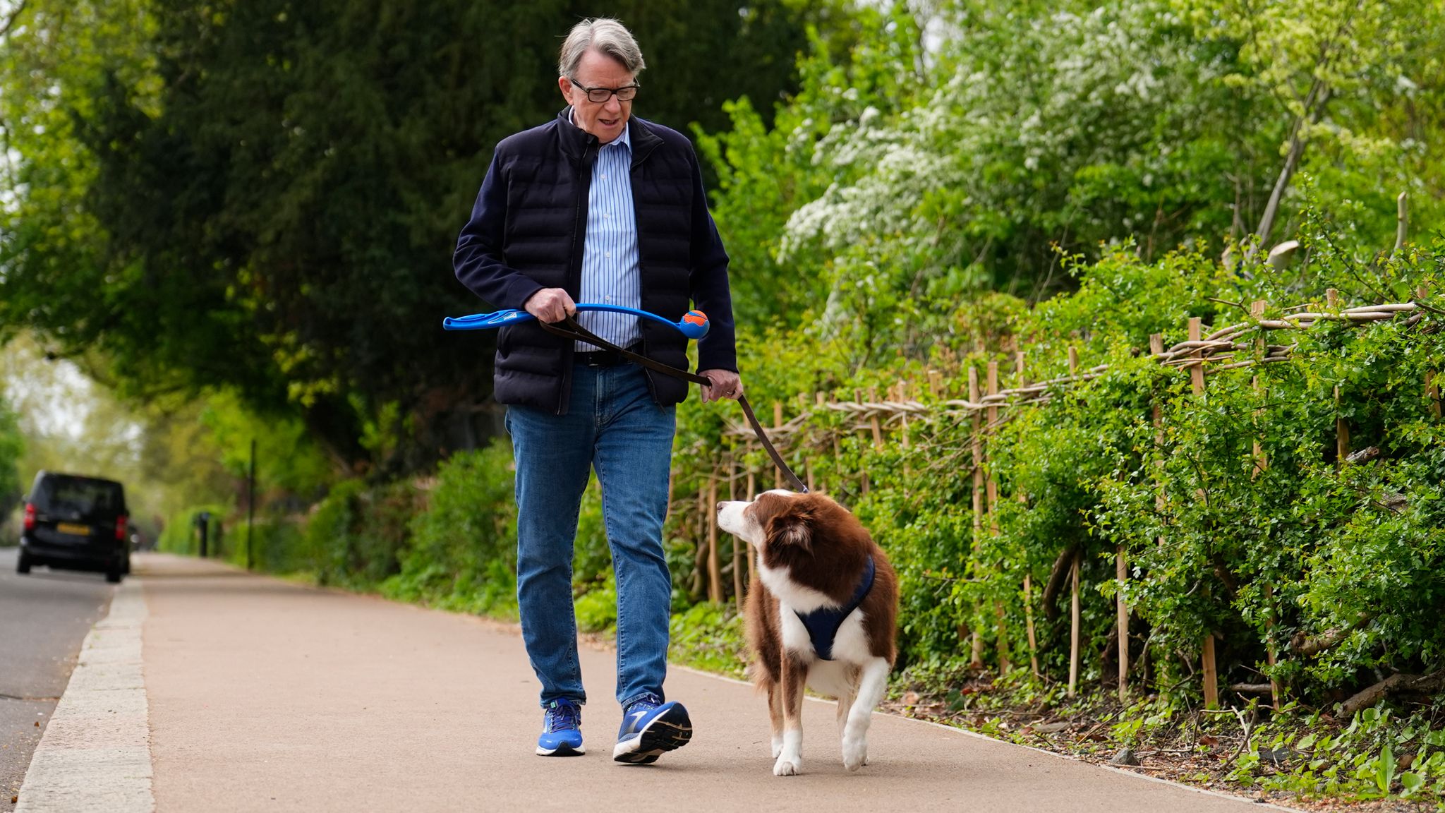 Lord Peter Mandelson photograhed outside his home in London on Friday. Pic: PA