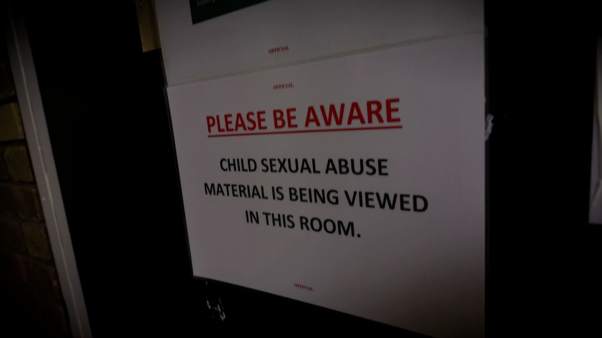 A warning on DC Murray's office door