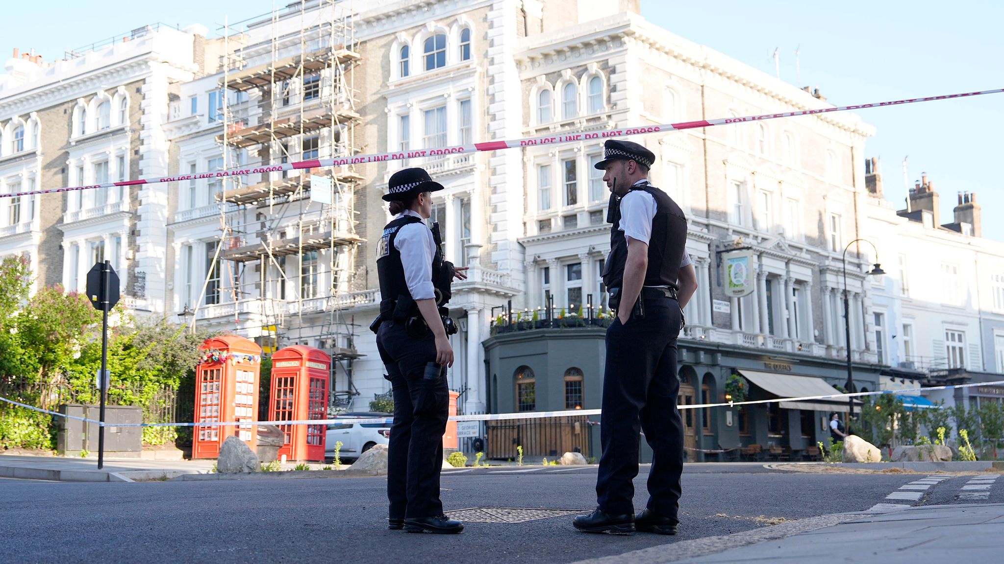 Police cordoned off the scene, as well as the area nearby. Pic: PA
