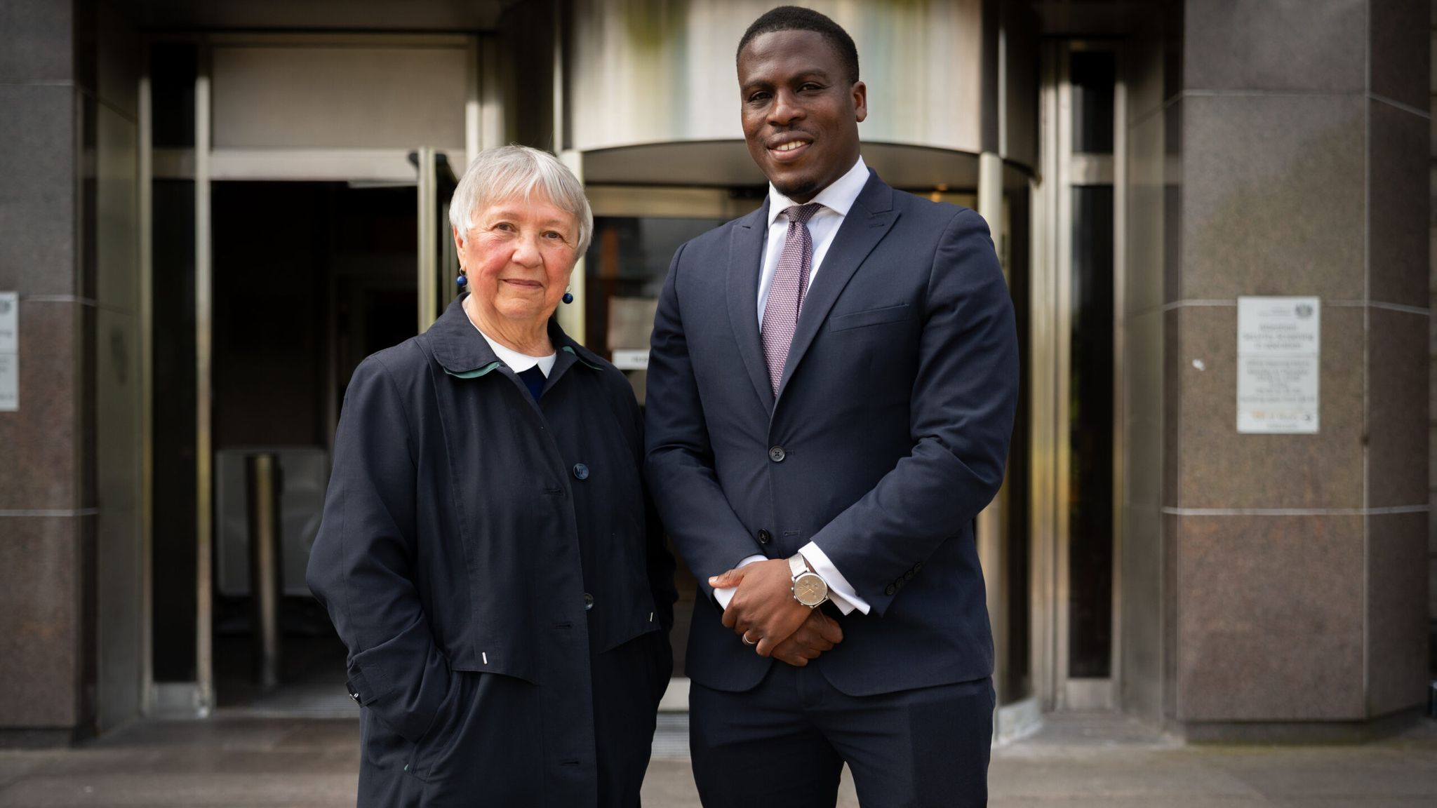 Ms Docherty outside Glasgow Sheriff Court with Jeremiah Igunnubole, legal counsel for ADF International. Pic: ADF International