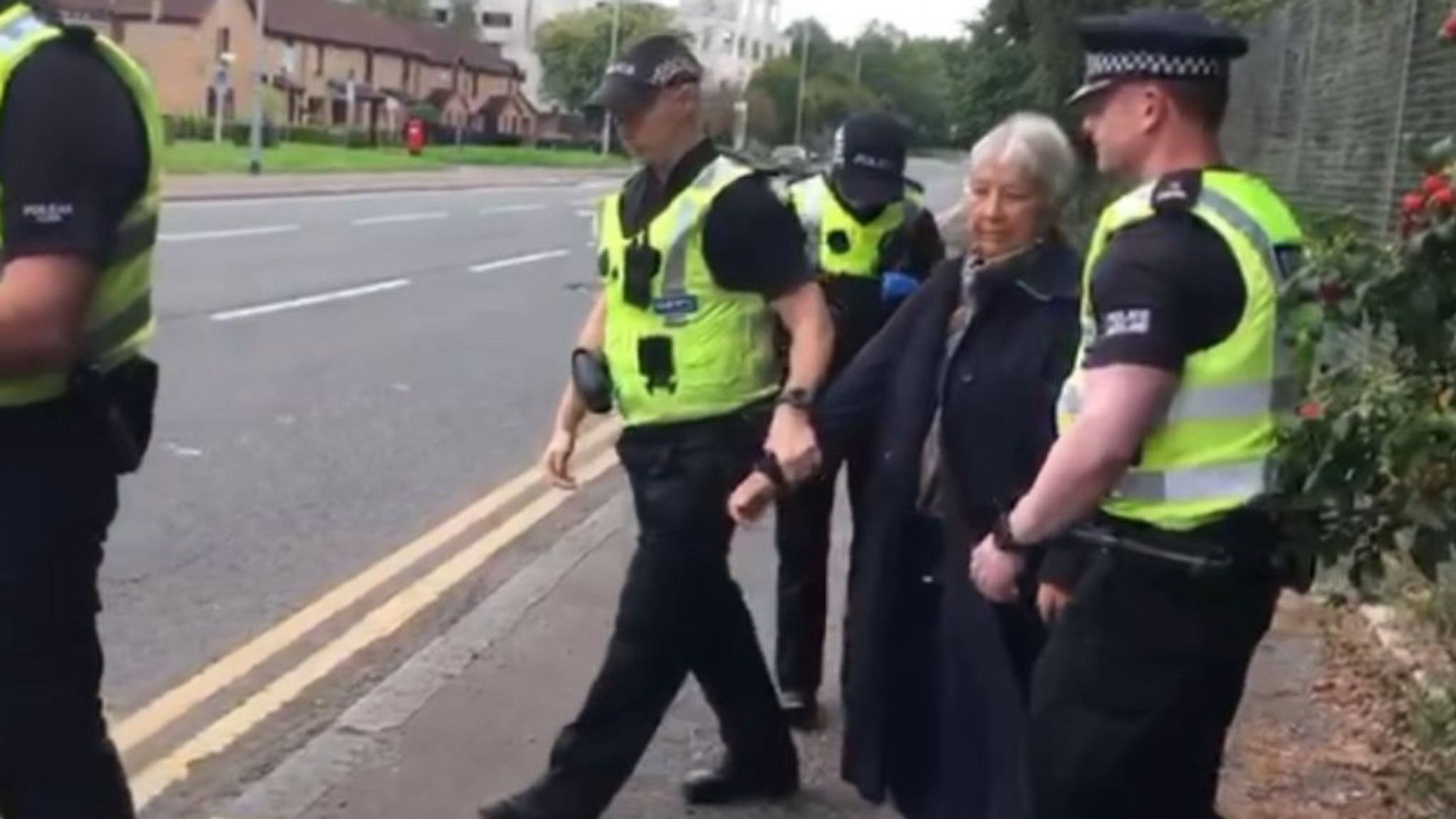 Ms Docherty being arrested. Pic: ADF International
