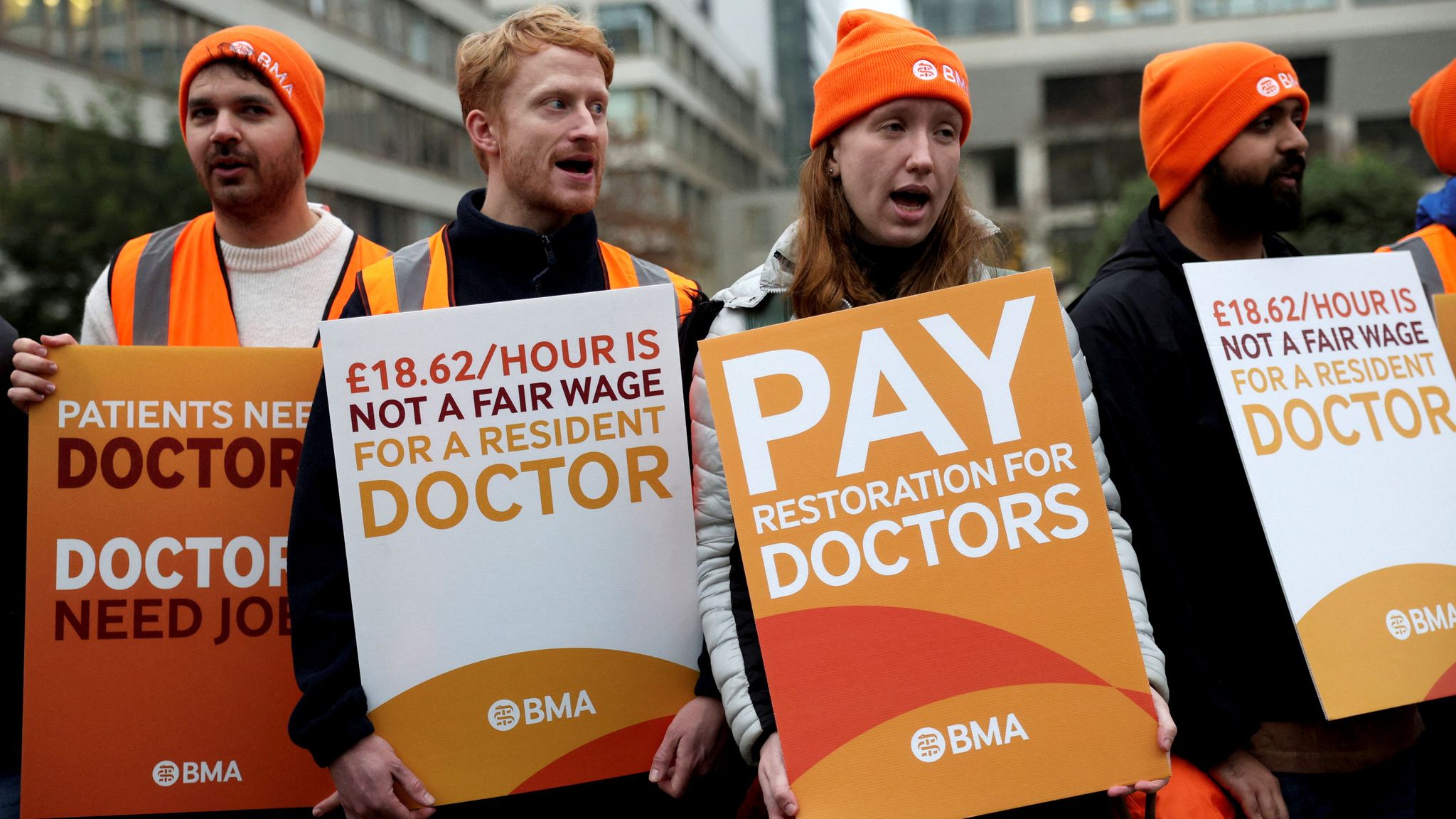 St Thomas' Hospital doctors striking in November last year. Pic: Reuters