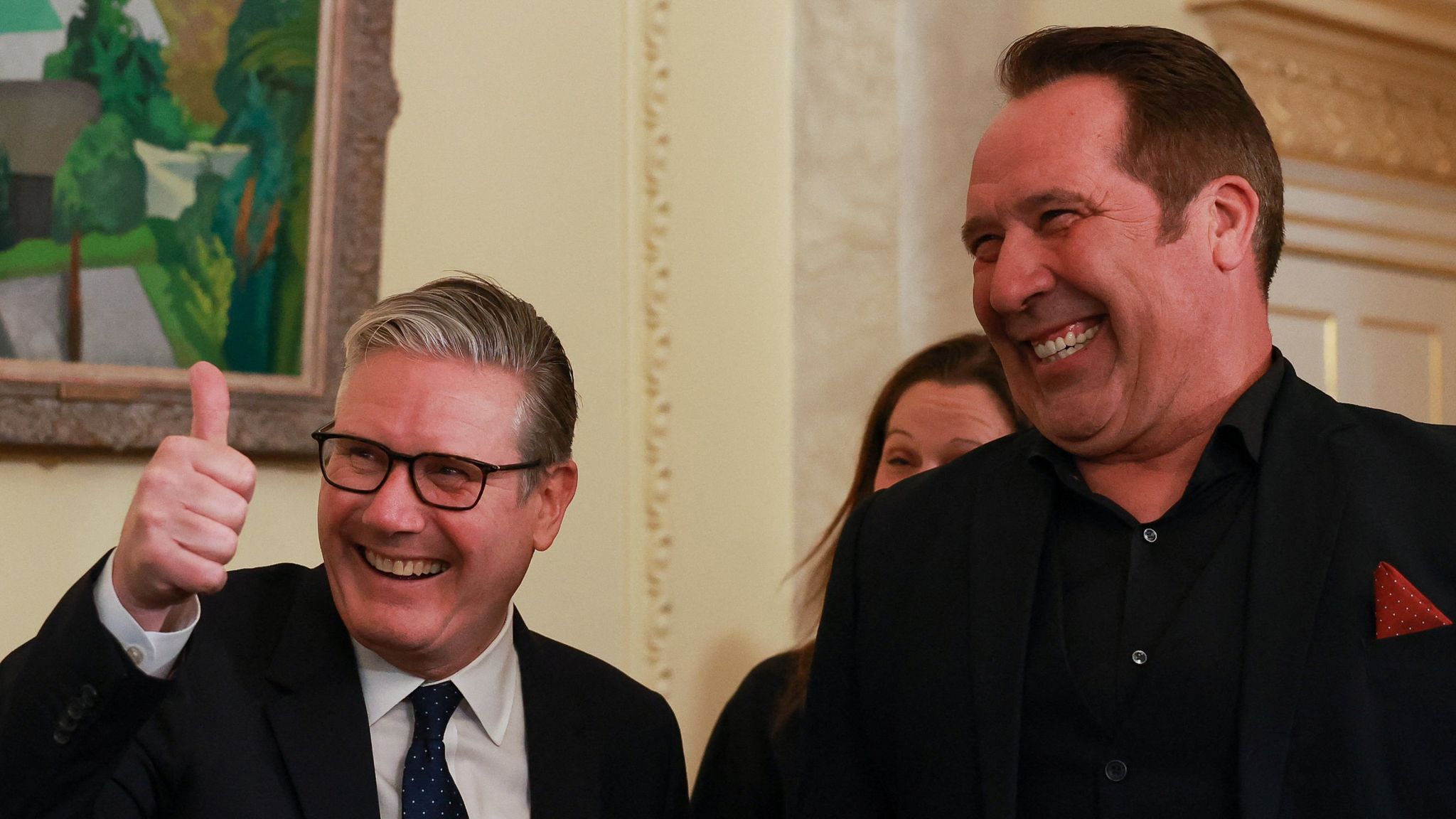 Need a safe pair of hands? Starmer with ex-England keeper David Seaman at a St George's Day event in No 10. Pic: Reuters