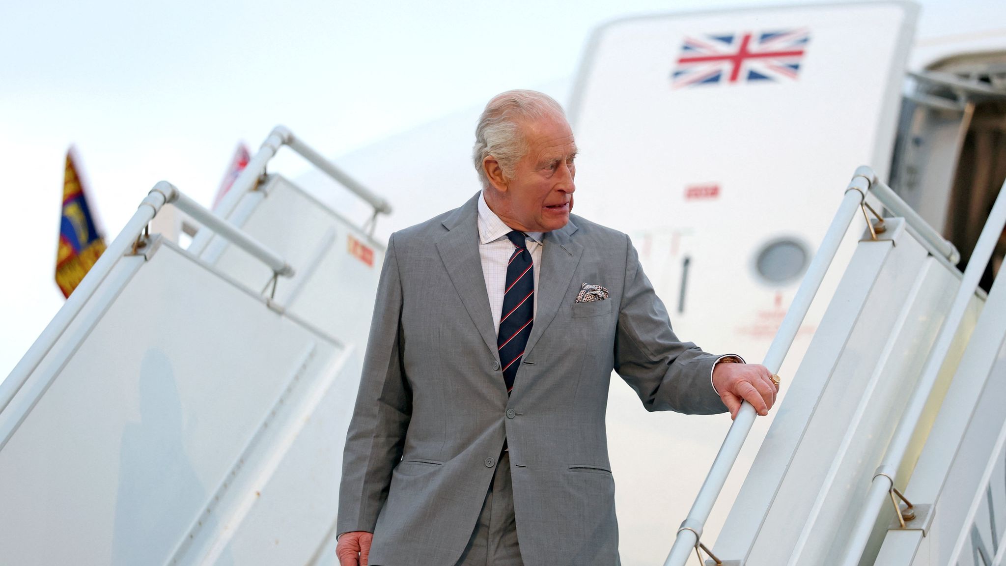 The King arriving in Bermuda following his US state visit. Pic: Reuters