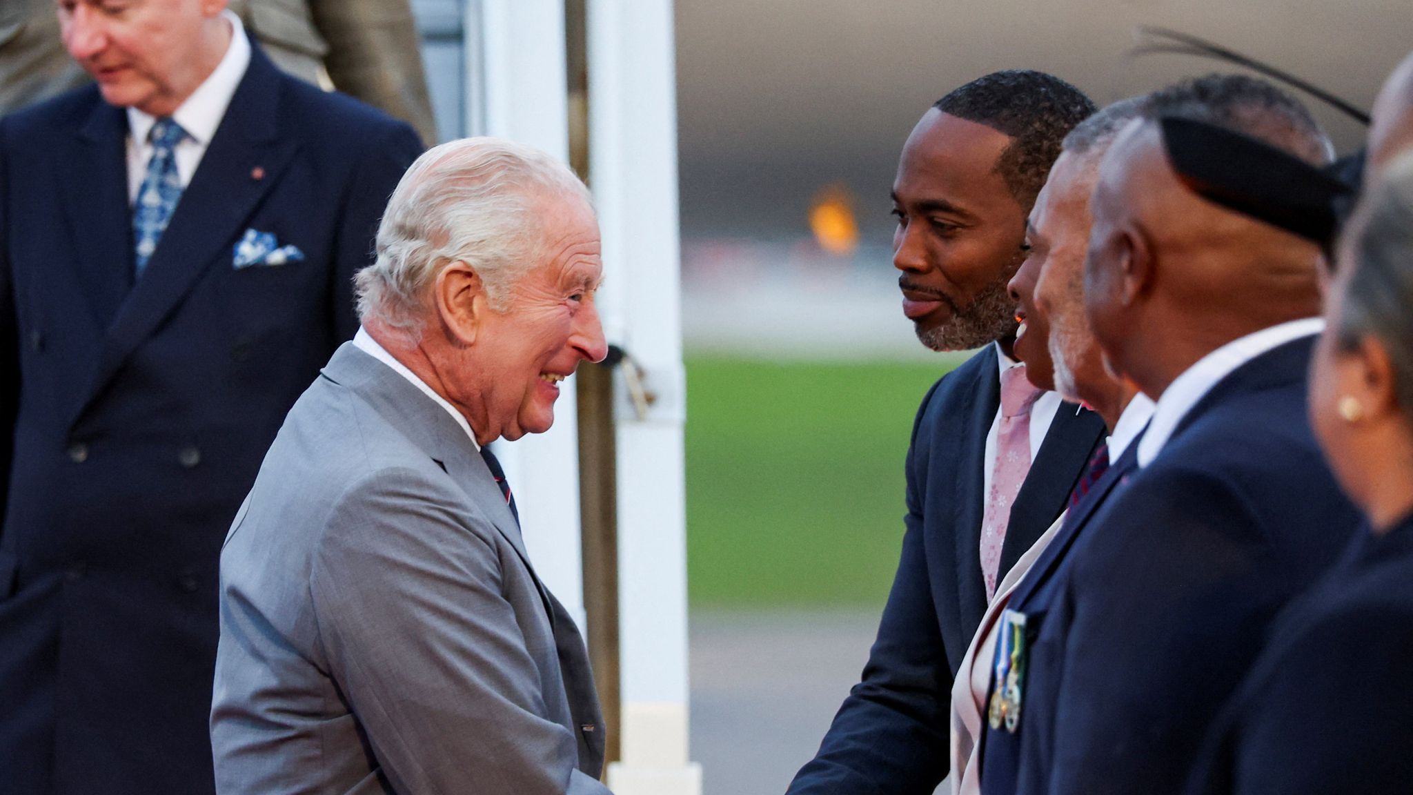 Charles meeting members of Bermuda's government. Pic: Reuters