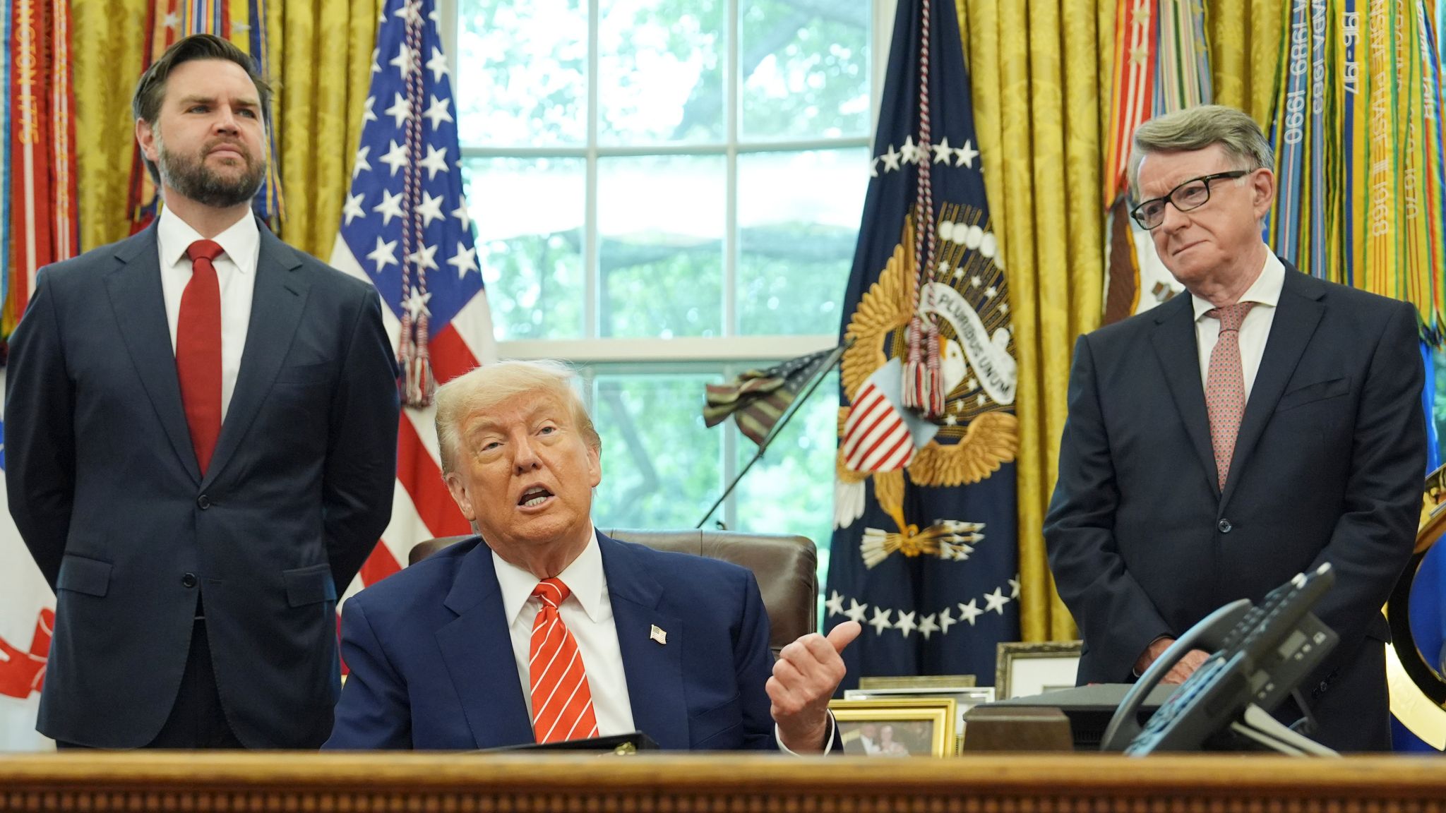 Trump and Mandelson (right). Pic: Reuters